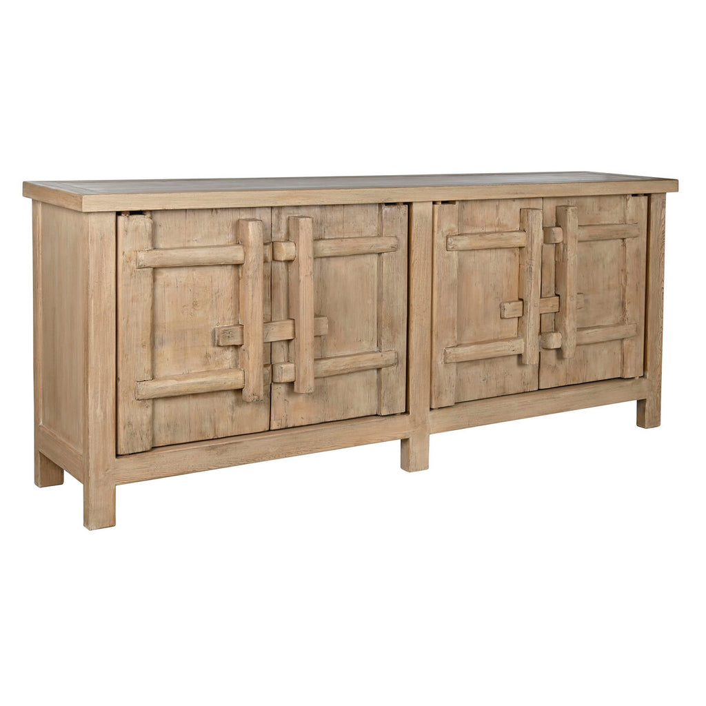 Aparador de madera de olmo natural, 230 x 48 x 96 cm