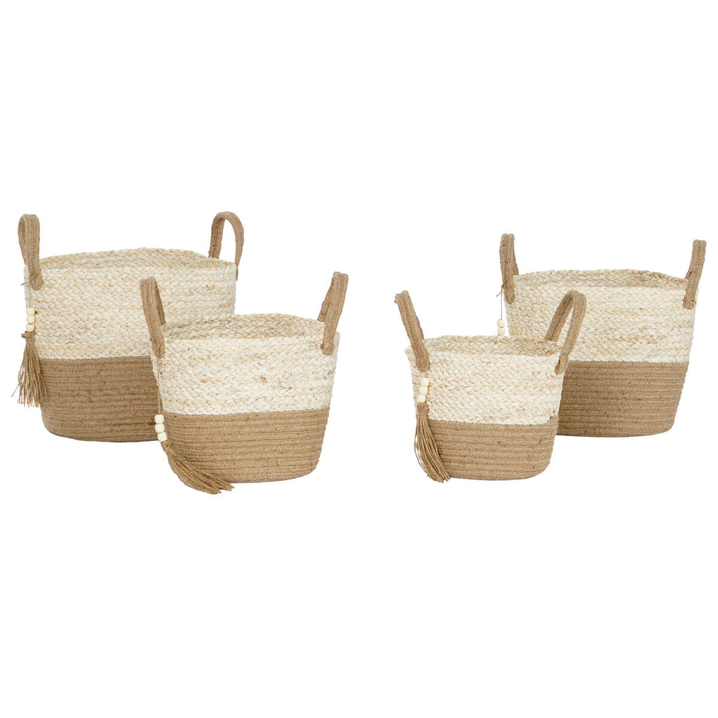 Juego de 4 cestas de yute y fibra de maíz, natural
