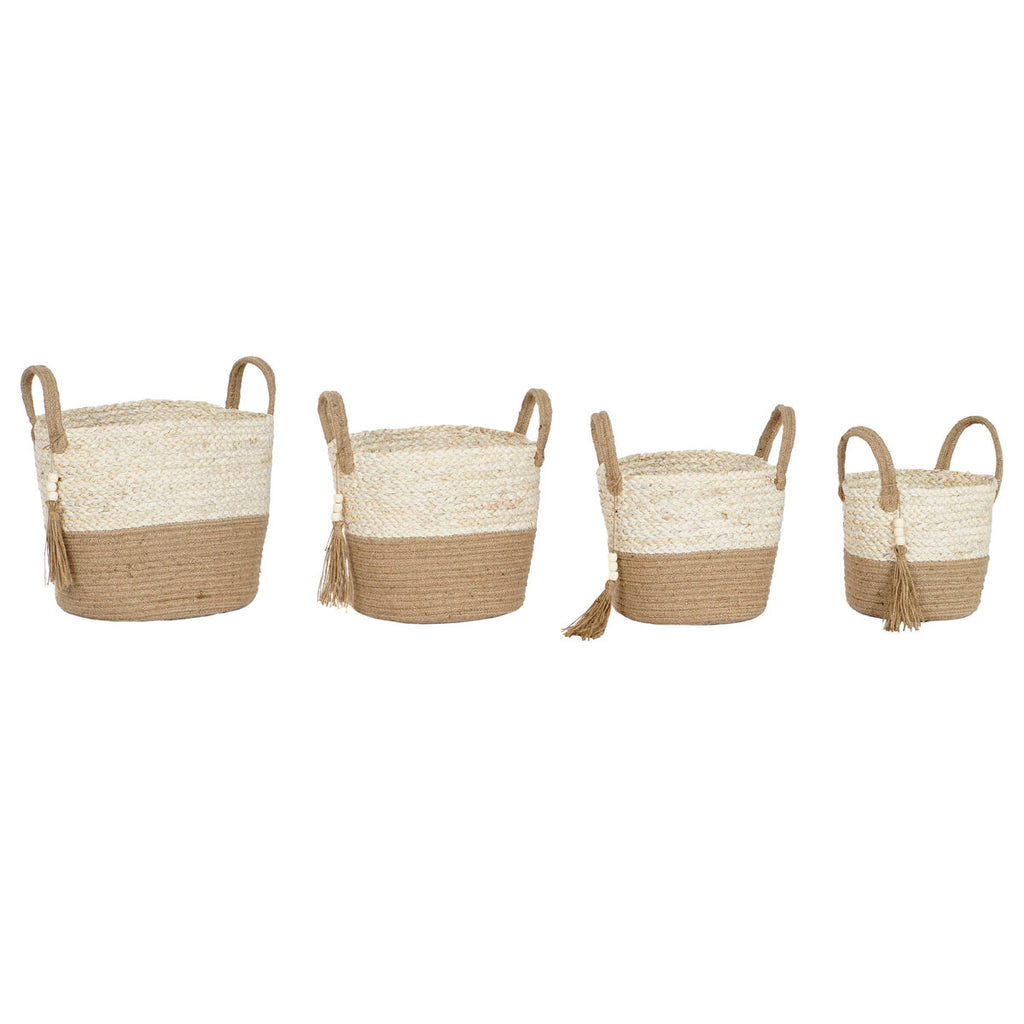Juego de 4 cestas de yute y fibra de maíz, natural — imagen 5