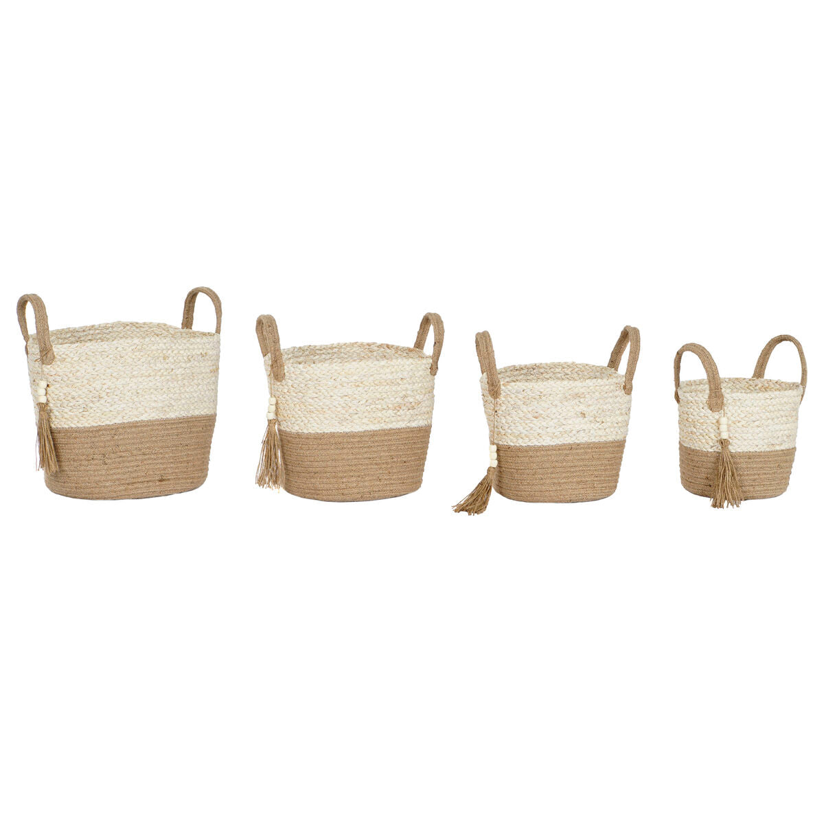 Juego de 4 cestas de yute y fibra de maíz, natural — imagen 5