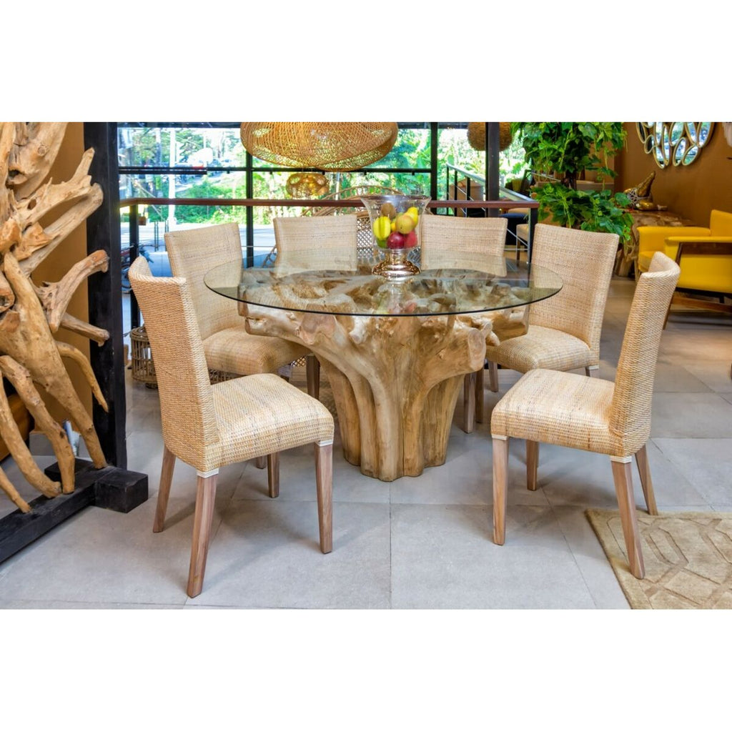 Mesa de comedor de madera y cristal templado, 160 cm — imagen 8