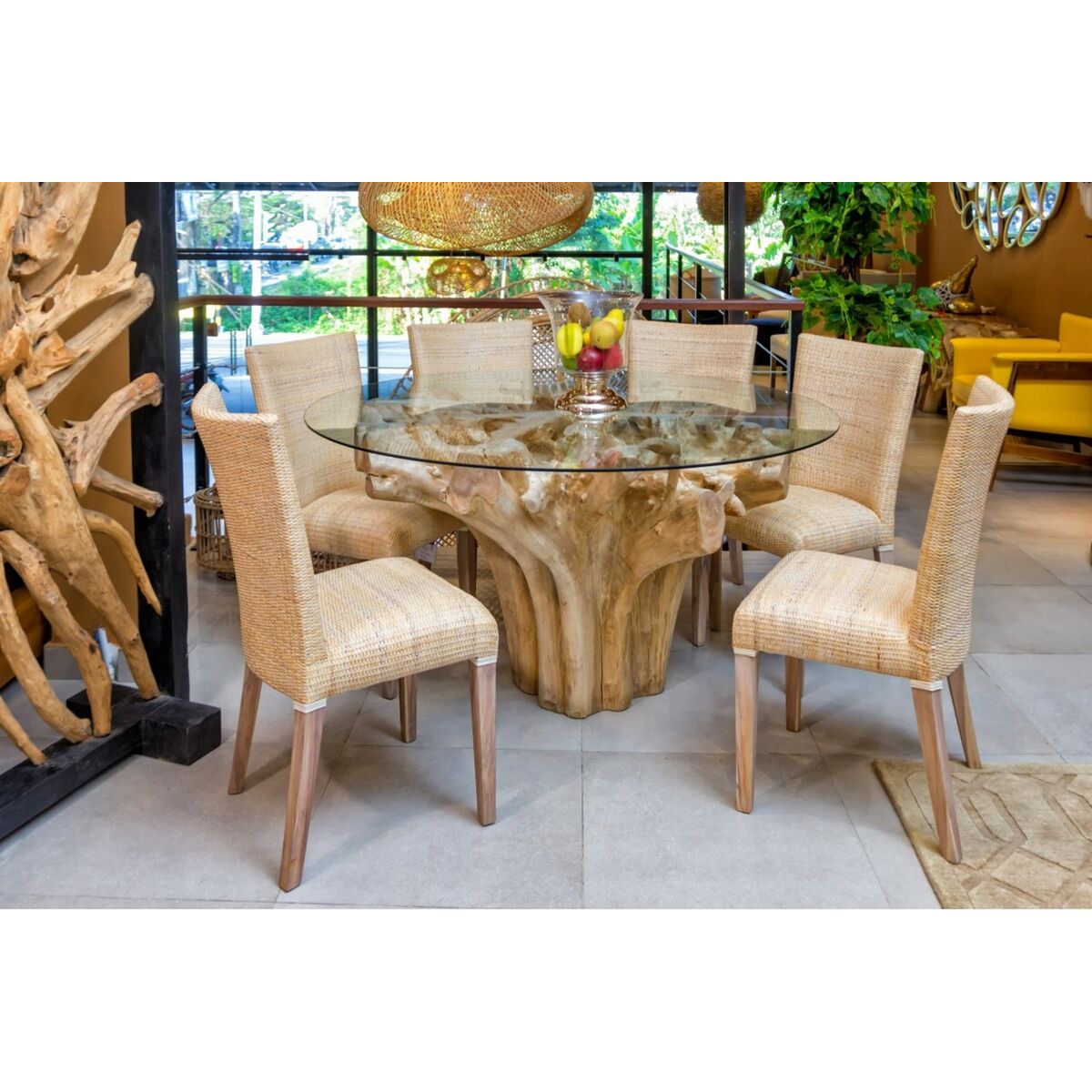 Mesa de comedor de madera y cristal templado, 160 cm — imagen 8