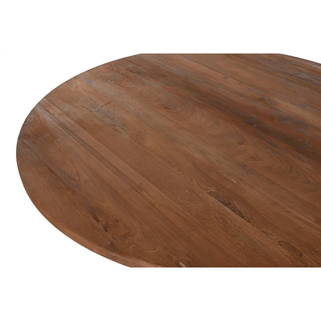 Mesa de comedor natural de madera de teca, 140 x 140 x 75 cm — imagen 2