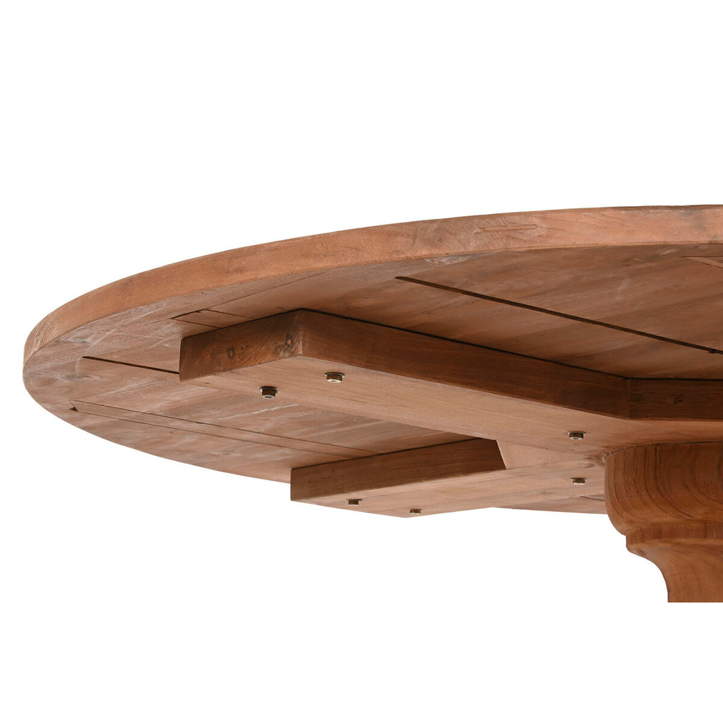 Mesa de comedor natural de madera de teca, 140 x 140 x 75 cm — imagen 5