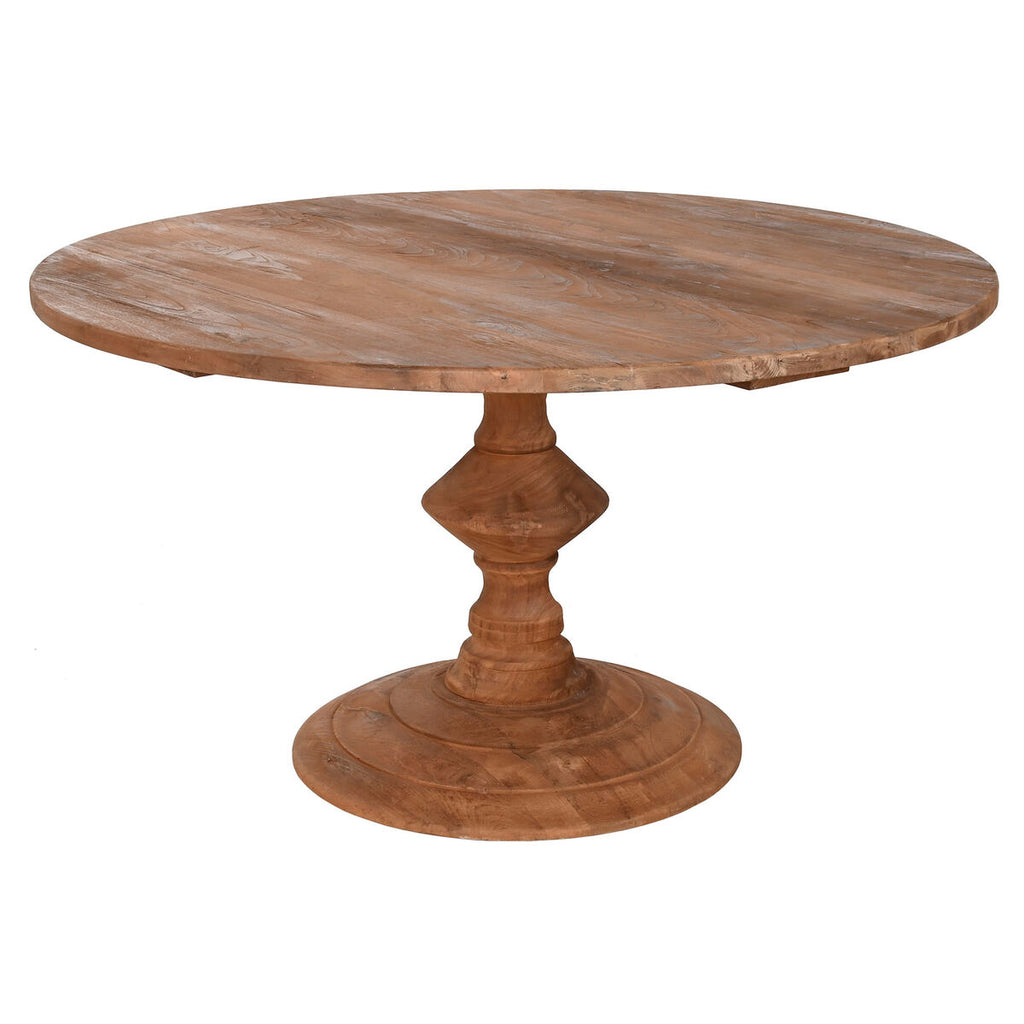Mesa de comedor natural de madera de teca, 140 x 140 x 75 cm