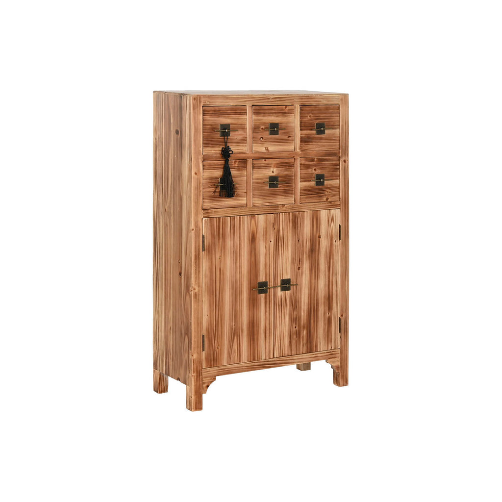Cajonera oriental de abeto en negro y natural, 101 cm de alto