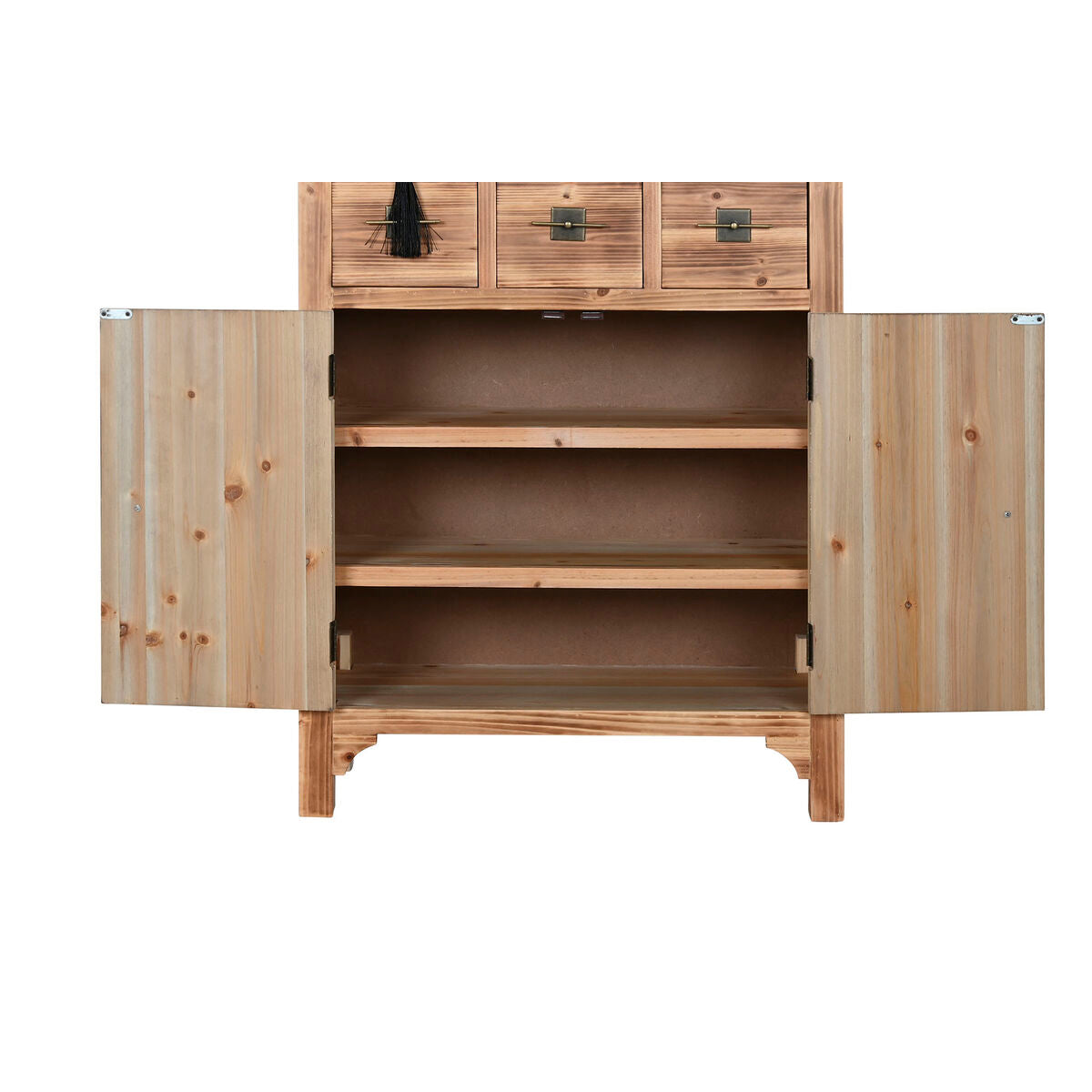 Cajonera oriental de abeto en negro y natural, 101 cm de alto — imagen 3