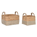 Juego de 2 cestas con asas de junco y PVC, 43 x 38 x 36 cm
