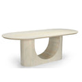 Mesa de comedor moderna blanca de madera de mango, 220 x 100 x 76 cm