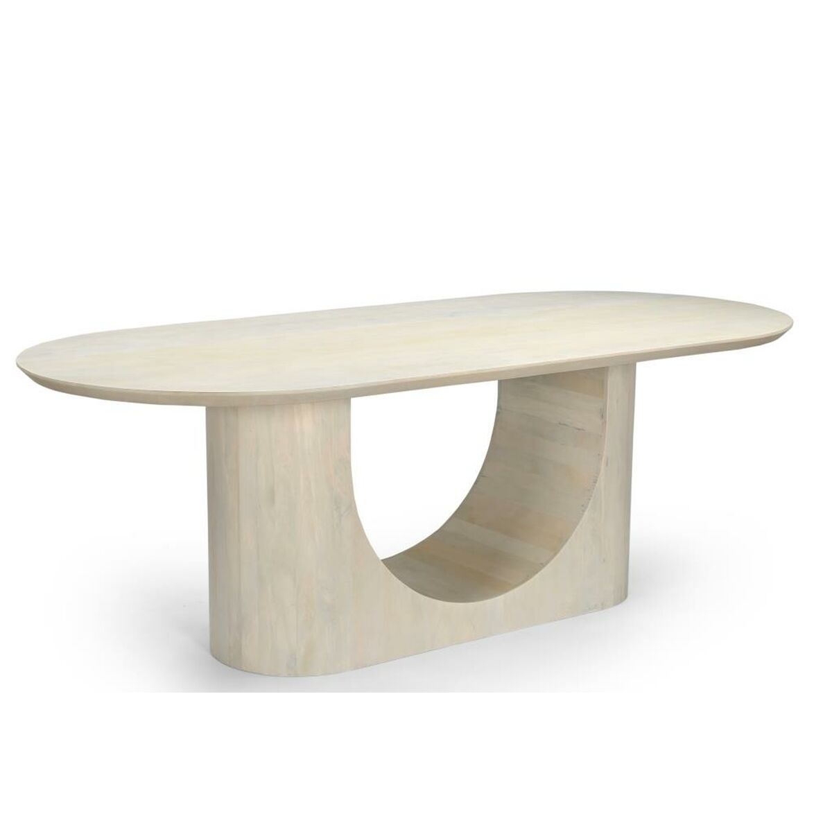 Mesa de comedor moderna blanca de madera de mango, 220 x 100 x 76 cm