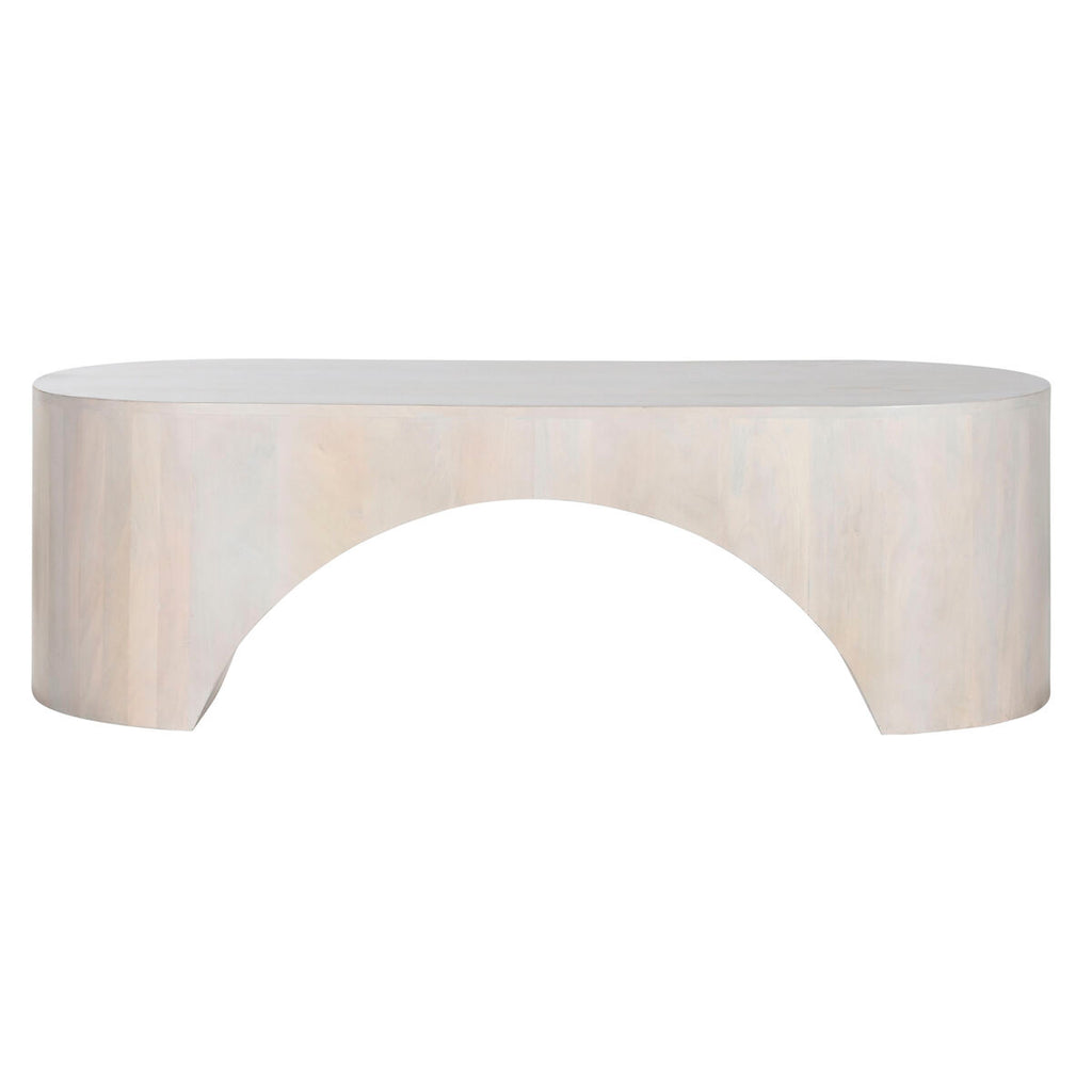 Mesa de centro moderna blanca de madera de mango, 137 x 60 x 42 cm — imagen 5