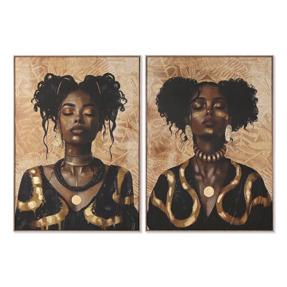 Cuadro glamour de mujer en negro y dorado, 103 x 143,5 cm