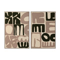 Cuadro de lienzo abstracto en relieve 3D, verde y beige