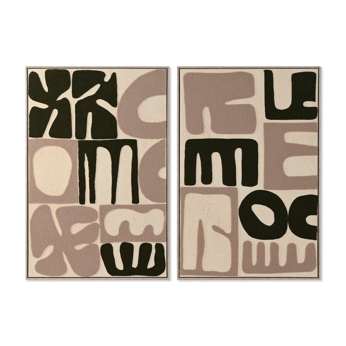 Cuadro de lienzo abstracto en relieve 3D, verde y beige