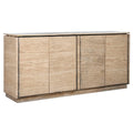 Aparador natural de madera y mármol, 180 x 40 x 85 cm