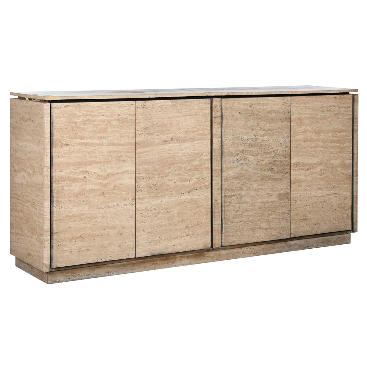 Aparador natural de madera y mármol, 180 x 40 x 85 cm