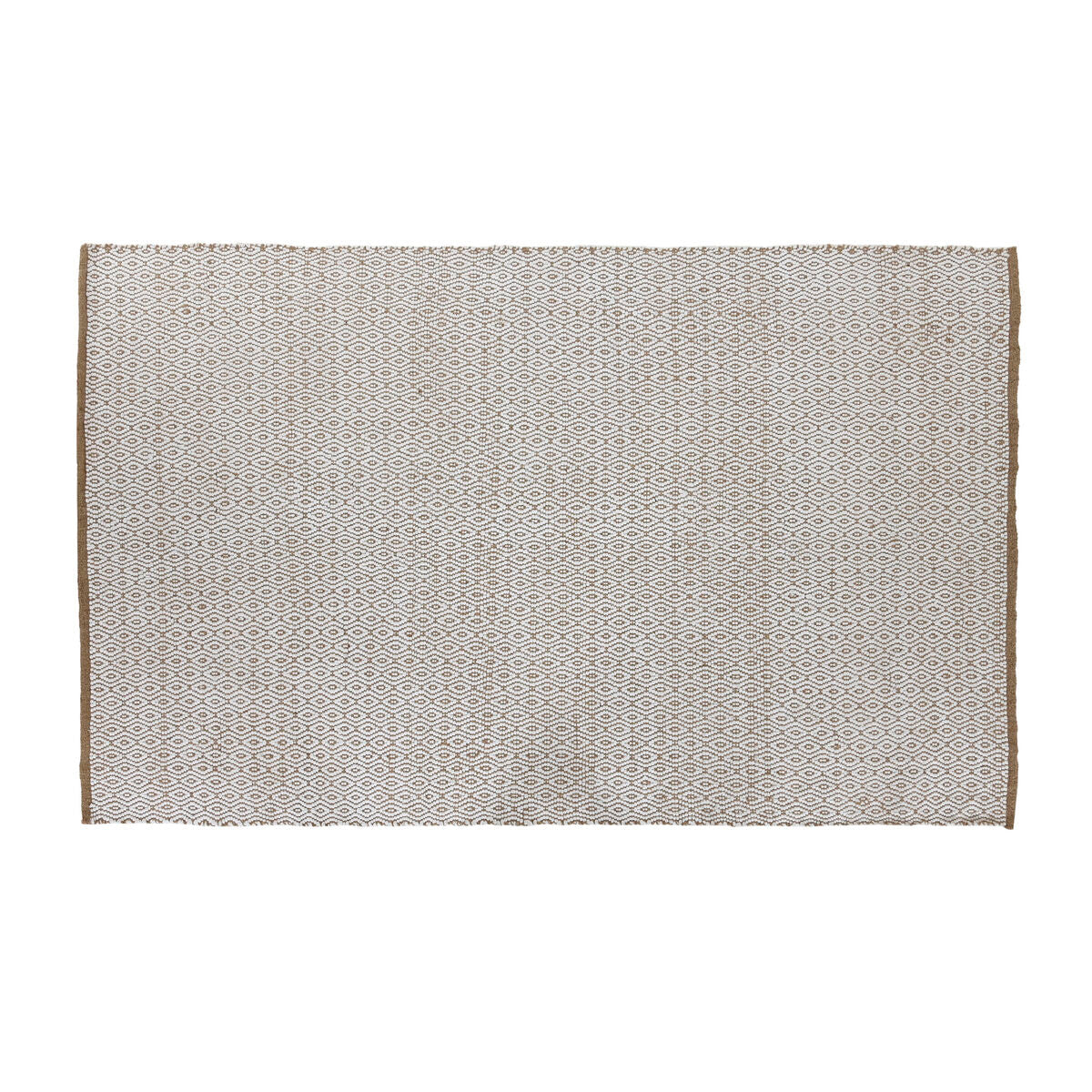 Alfombra blanca y natural de yute, 150 x 1 x 230 cm