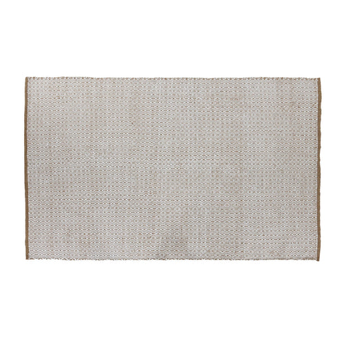 Alfombra blanca y natural de yute, 150 x 1 x 230 cm