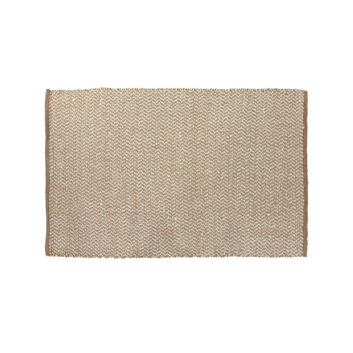 Alfombra blanca y natural de yute, 120 x 1 x 180 cm