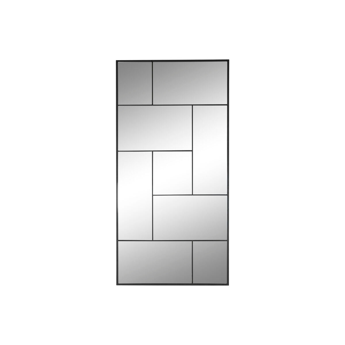 Espejo de pared negro de cristal y hierro, 90 x 2 x 180 cm