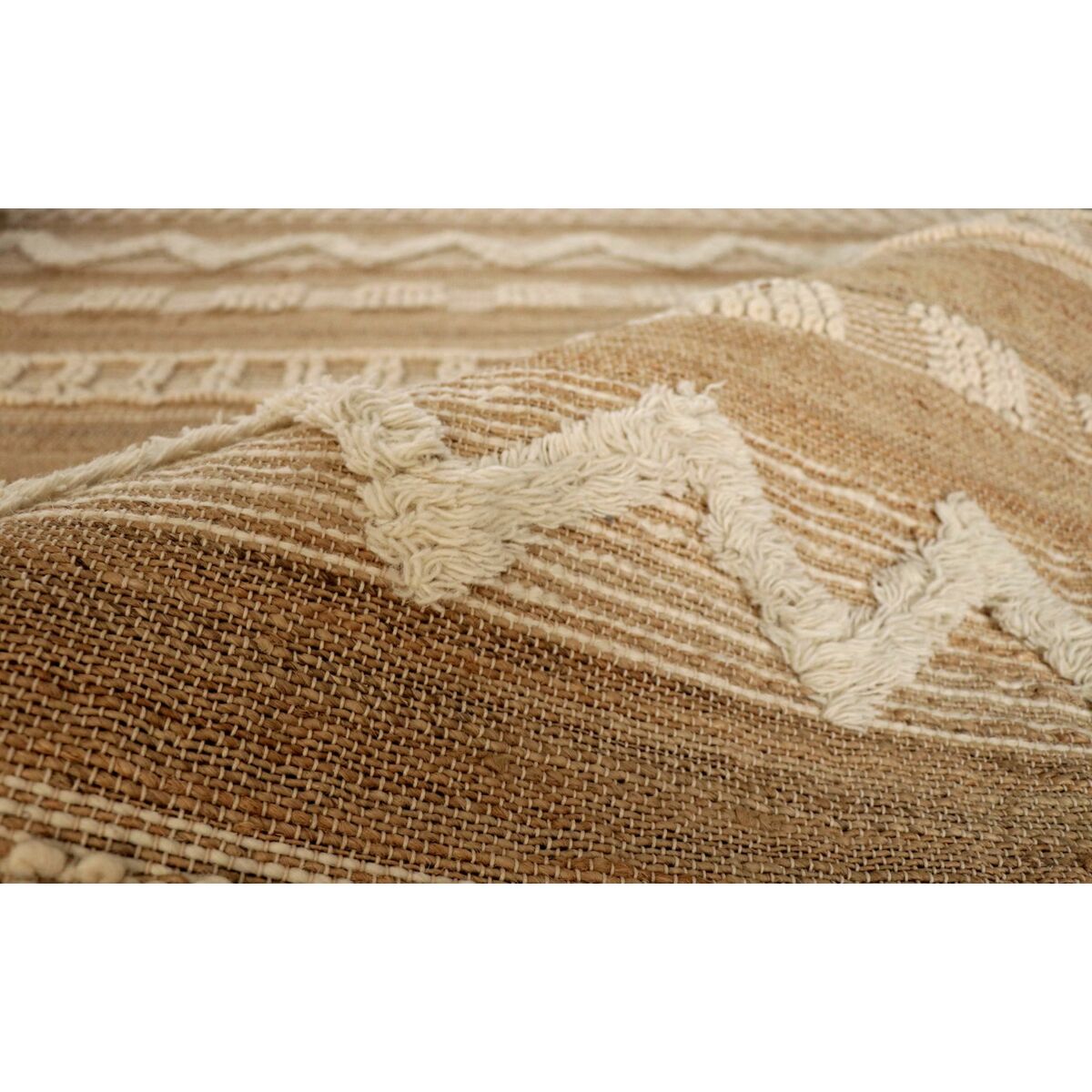 Alfombra boho antideslizante de poliéster, yute y lana, 140 x 200 cm — imagen 2