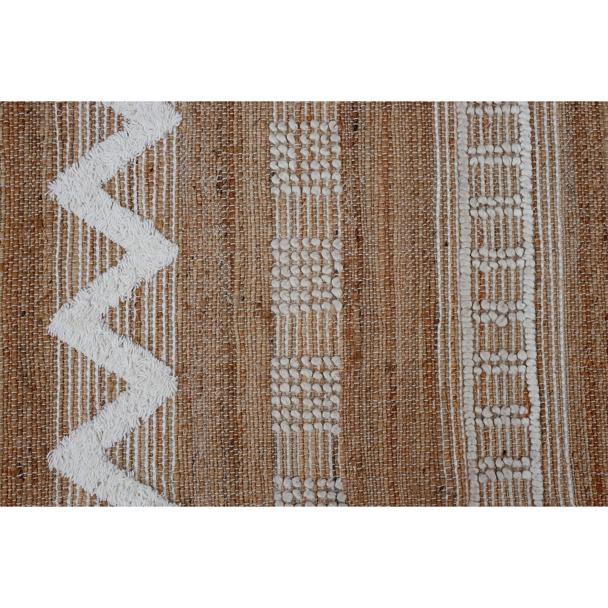 Alfombra boho antideslizante de poliéster, yute y lana, 140 x 200 cm — imagen 4
