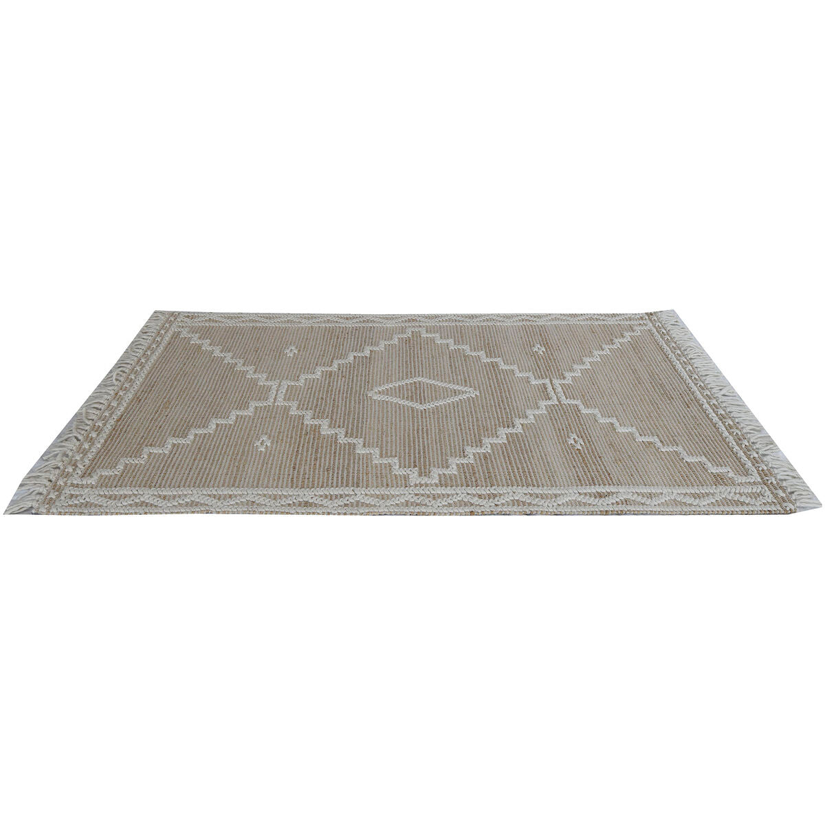 Alfombra boho de algodón, poliéster, yute y lana, 140 x 200 cm — imagen 3