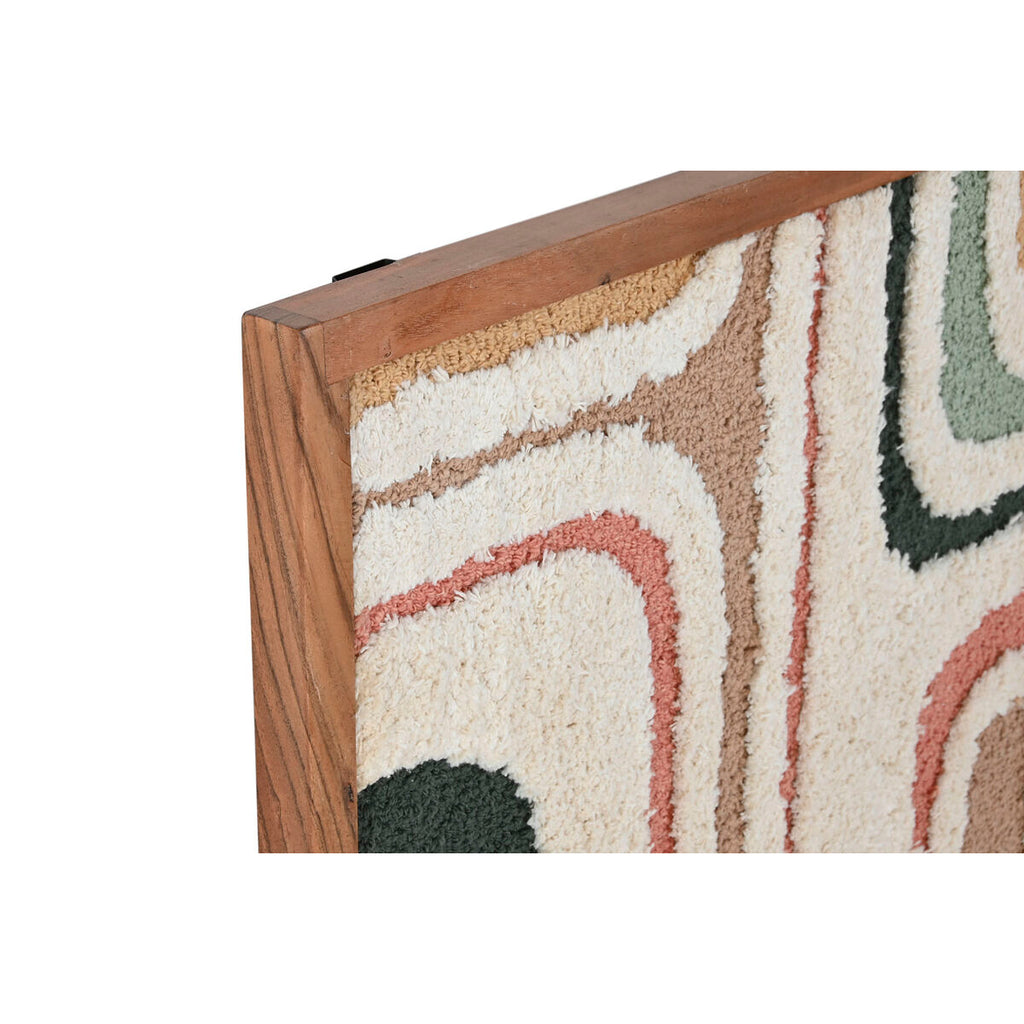 Cuadro de algodón y madera de acacia, verde y beige, 75 x 105 cm