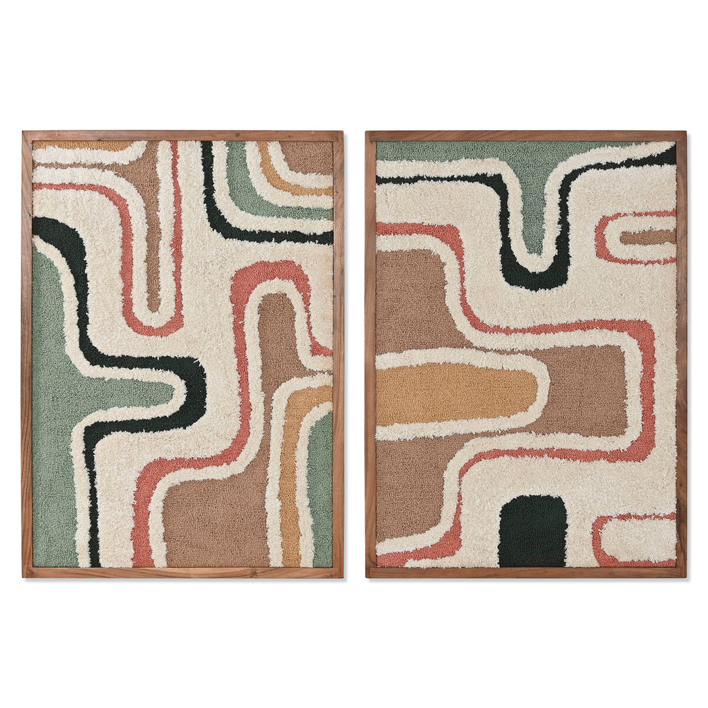 Cuadro de algodón y madera de acacia, verde y beige, 75 x 105 cm — imagen 4