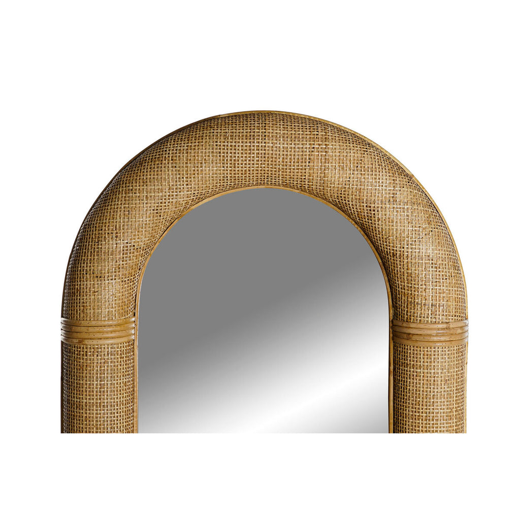 Espejo de pared ovalado de ratán y cristal, tropical — imagen 2