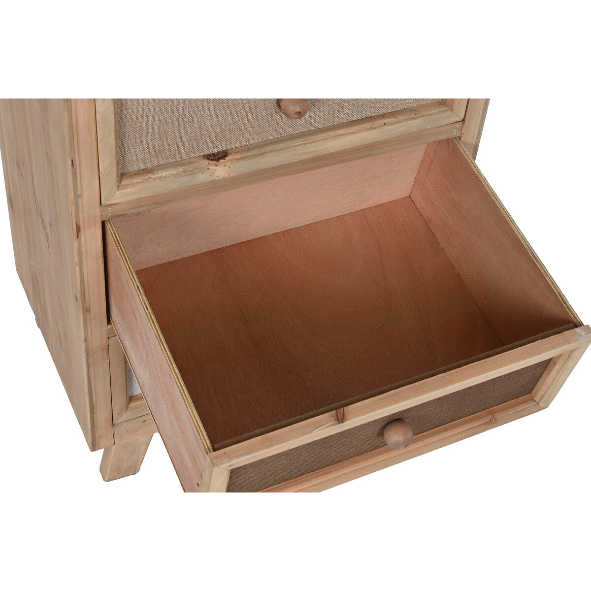 Mesita de noche de lino y madera de abeto, 48 x 35 x 66 cm — imagen 3