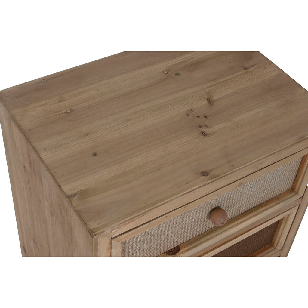 Mesita de noche de lino y madera de abeto, 48 x 35 x 66 cm — imagen 4