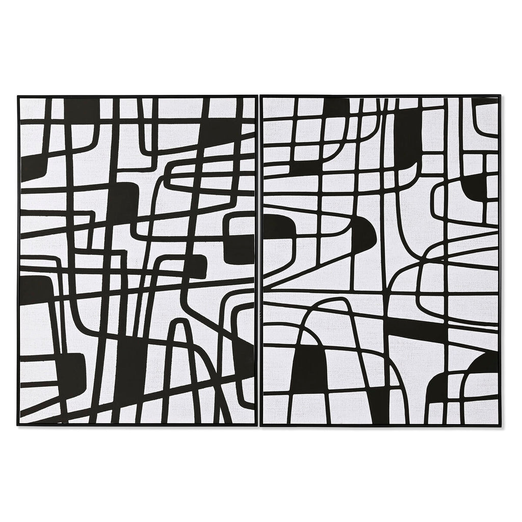 Cuadro moderno pintado a mano, blanco y negro, 103 x 4,5 x 143 cm