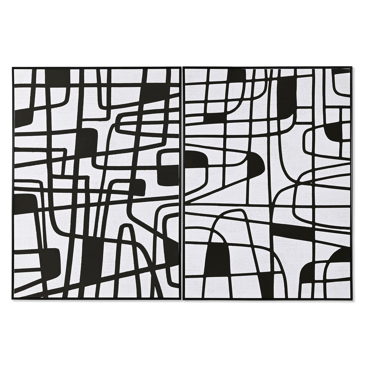 Cuadro moderno pintado a mano, blanco y negro, 103 x 4,5 x 143 cm