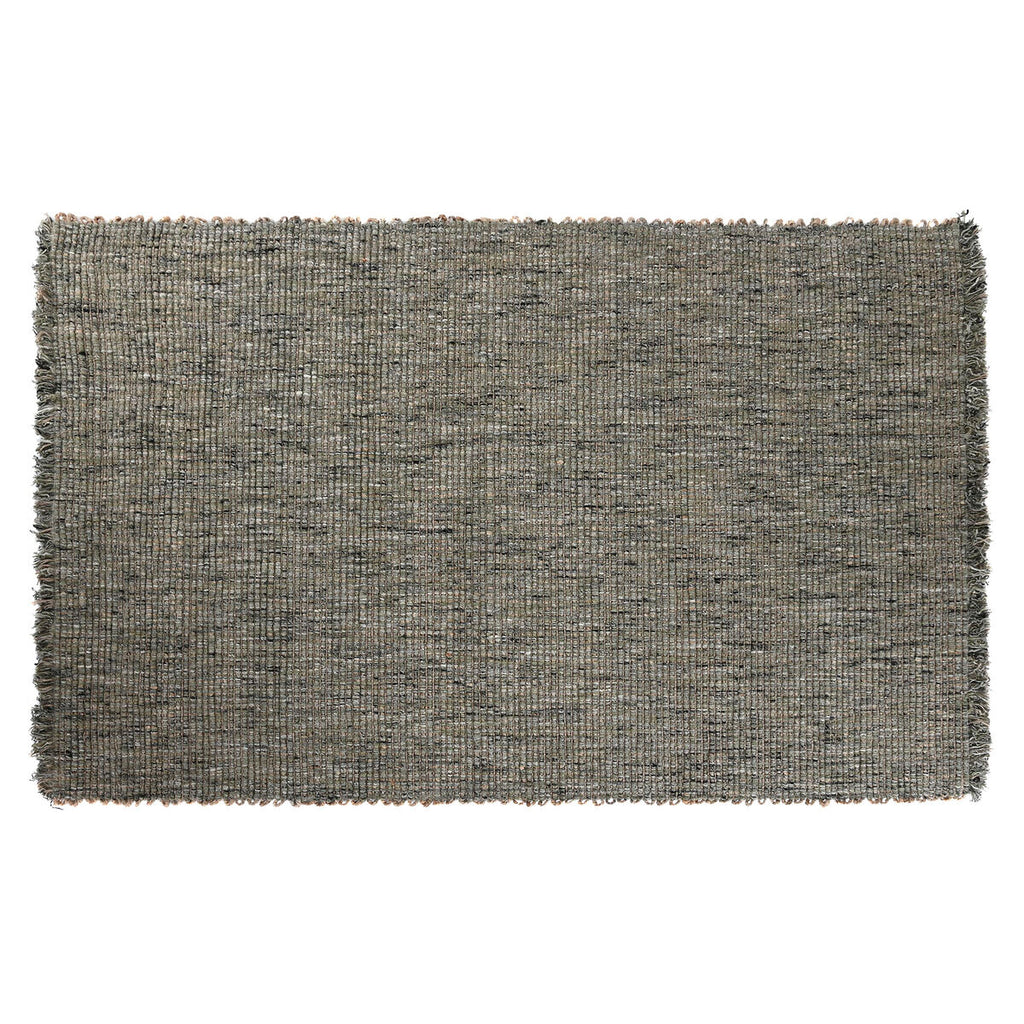 Alfombra turquesa de poliéster, yute y lana, 160 x 230 cm