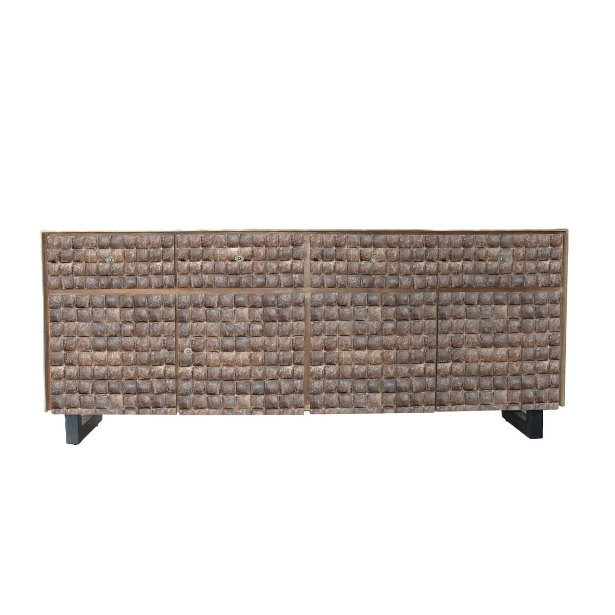 Aparador de madera de teca y fibra de coco, 200 x 45 x 80 cm