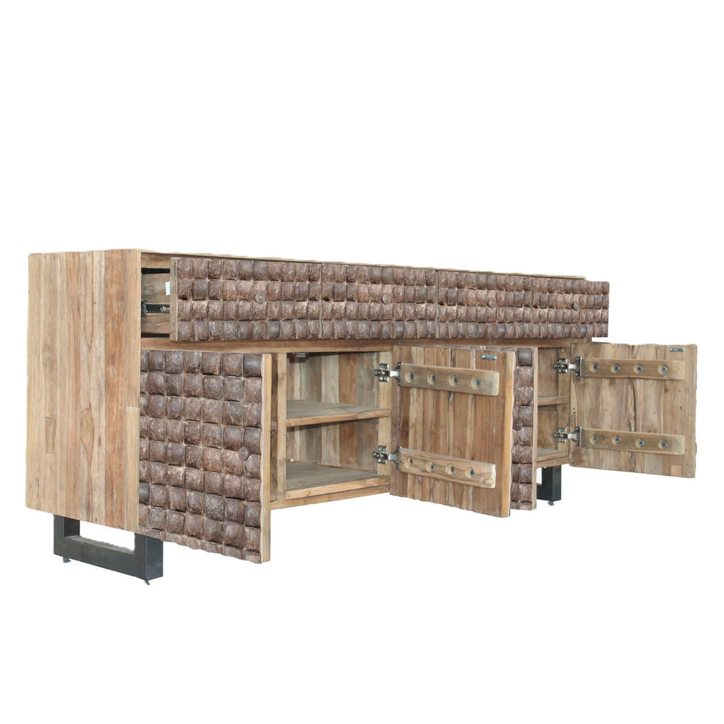 Aparador de madera de teca y fibra de coco, 200 x 45 x 80 cm — imagen 2