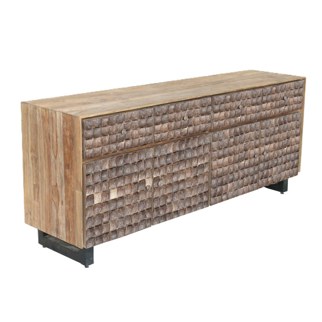 Aparador de madera de teca y fibra de coco, 200 x 45 x 80 cm — imagen 3