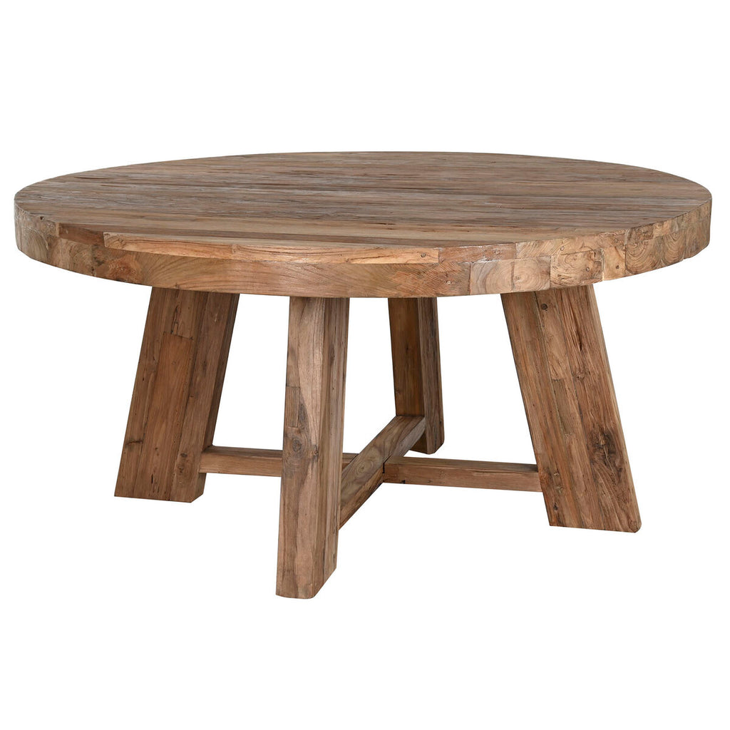 Mesa de comedor redonda de madera de teca, 160 x 160 x 78 cm