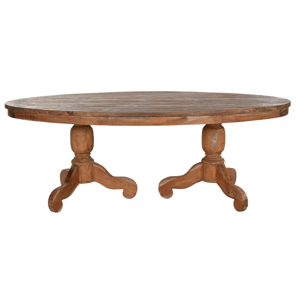 Mesa de comedor natural de madera de teca, 220 x 110 x 78 cm — imagen 7