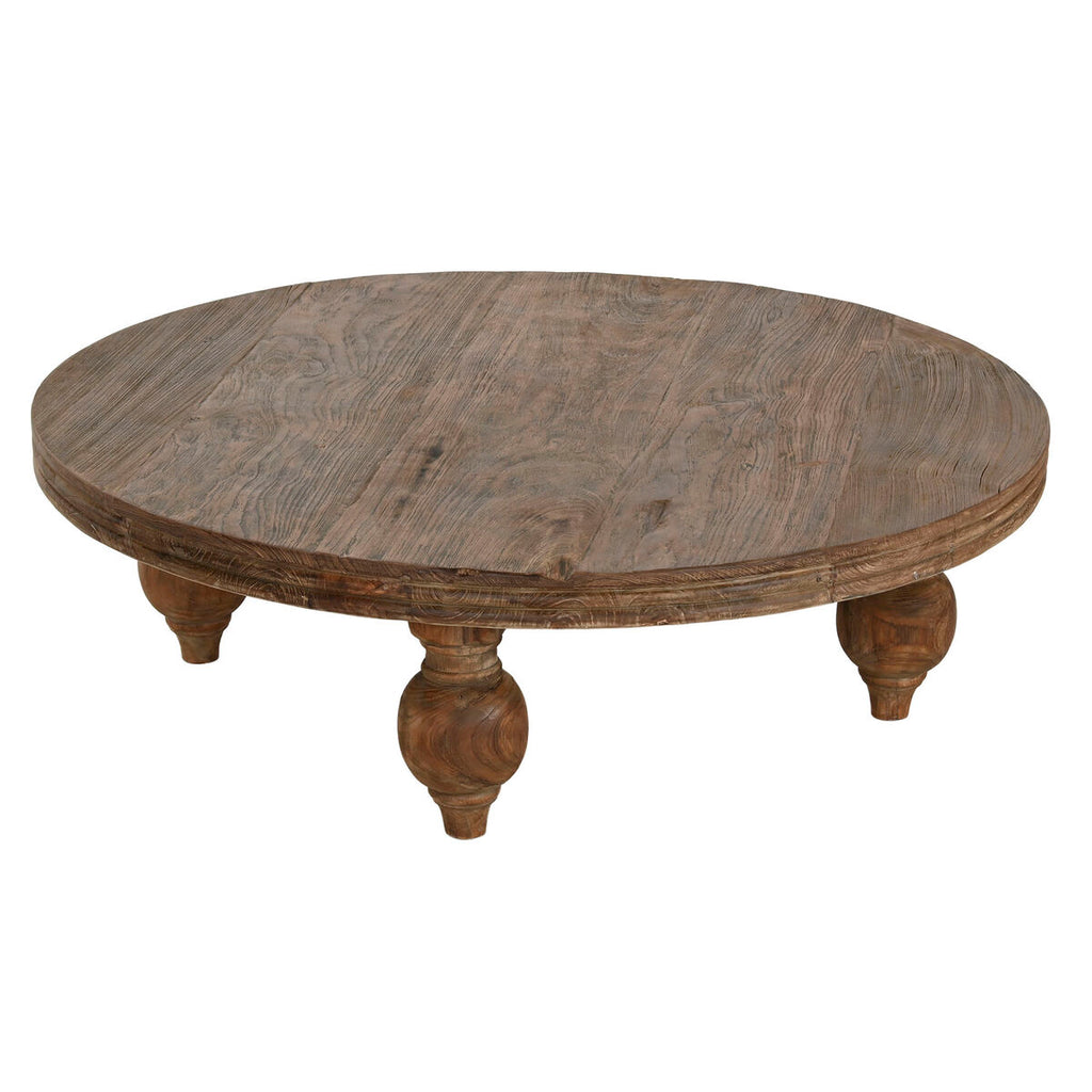 Mesa de centro natural de madera de teca, 100 x 100 x 30 cm