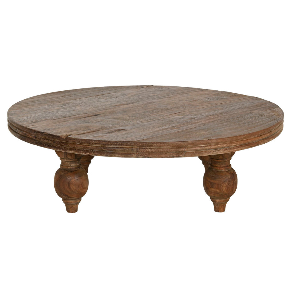 Mesa de centro natural de madera de teca, 100 x 100 x 30 cm — imagen 5