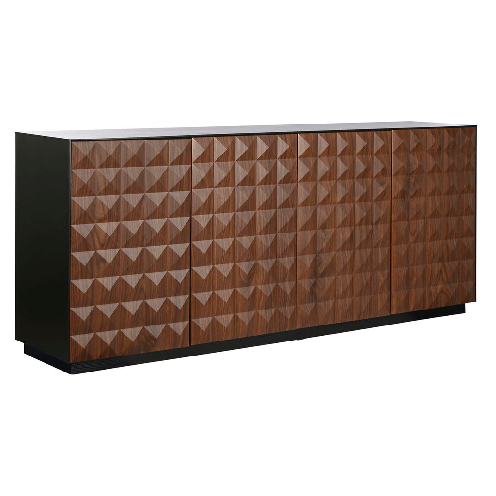 Aparador de madera MDF marrón y negro, 4 puertas
