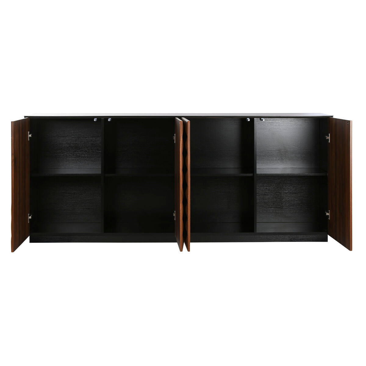 Aparador de madera MDF marrón y negro, 4 puertas — imagen 3