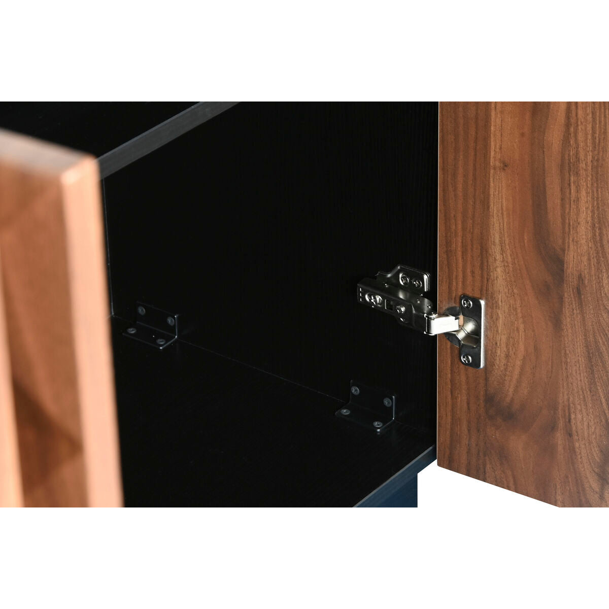 Aparador de madera MDF marrón y negro, 4 puertas — imagen 6