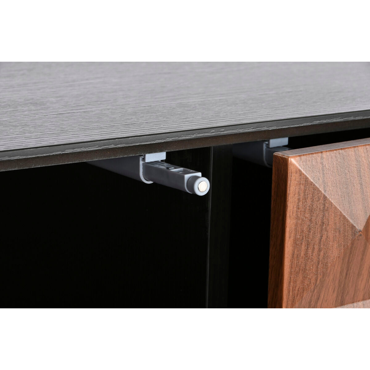 Aparador de madera MDF marrón y negro, 4 puertas — imagen 7