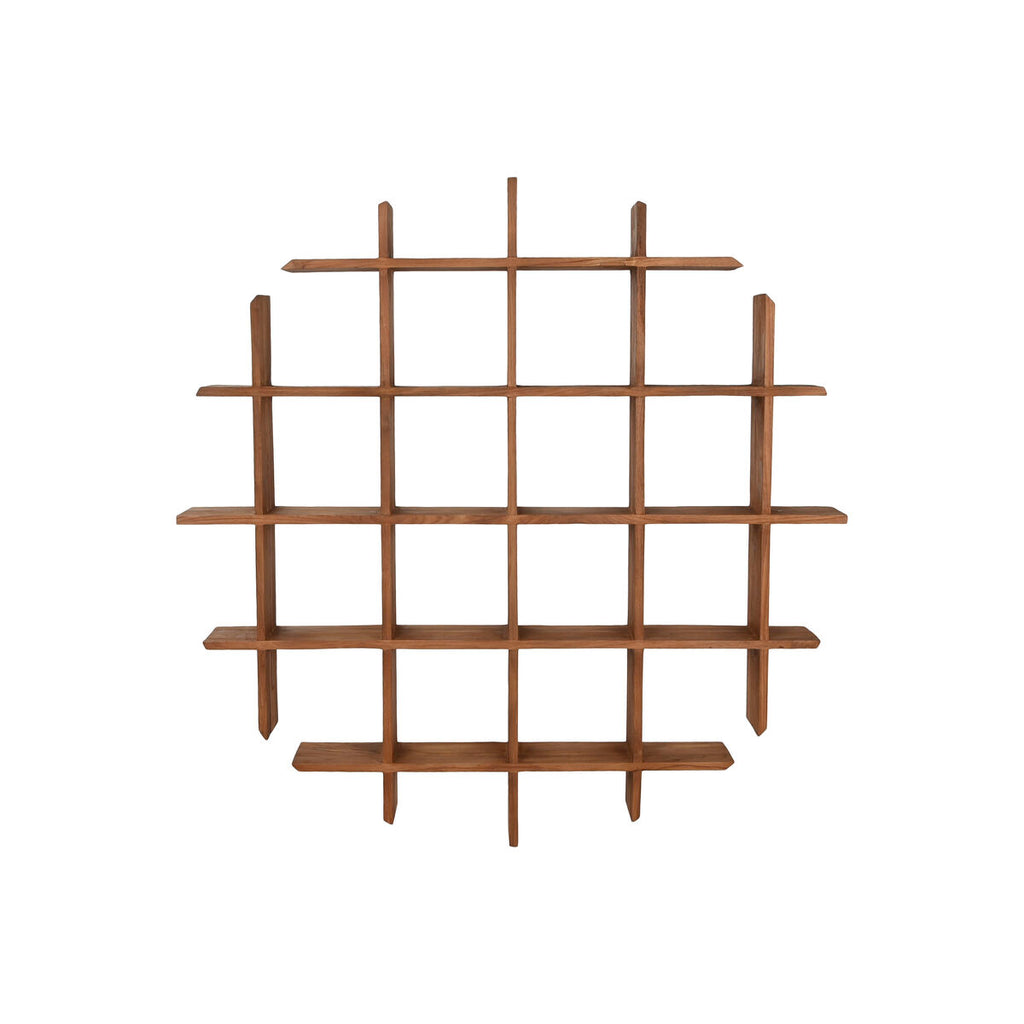 Estantería marrón de madera de teca, 120 x 15 x 120 cm