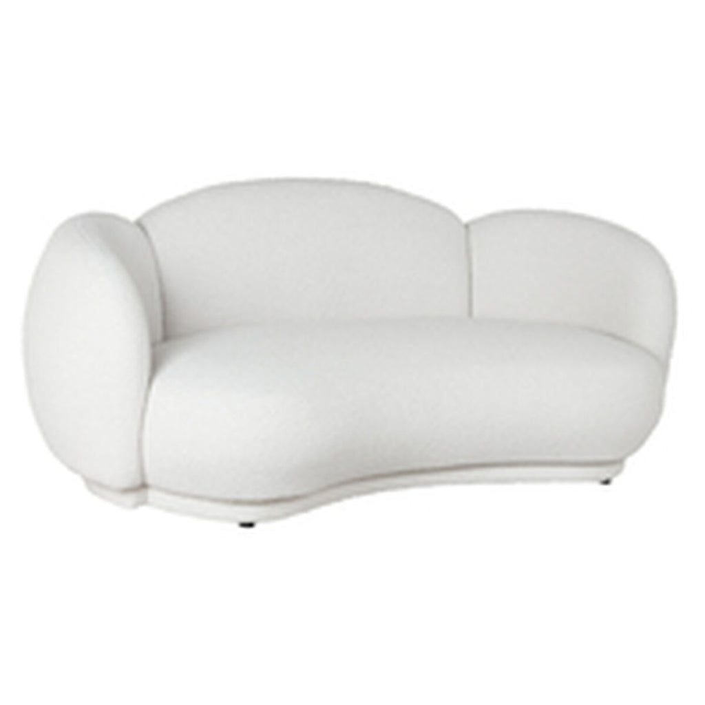 Sofá tapizado en poliéster blanco, diseño Nubes, 195 cm de ancho