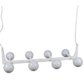 Lámpara de techo de bola, metal blanco y cristal, 110 cm