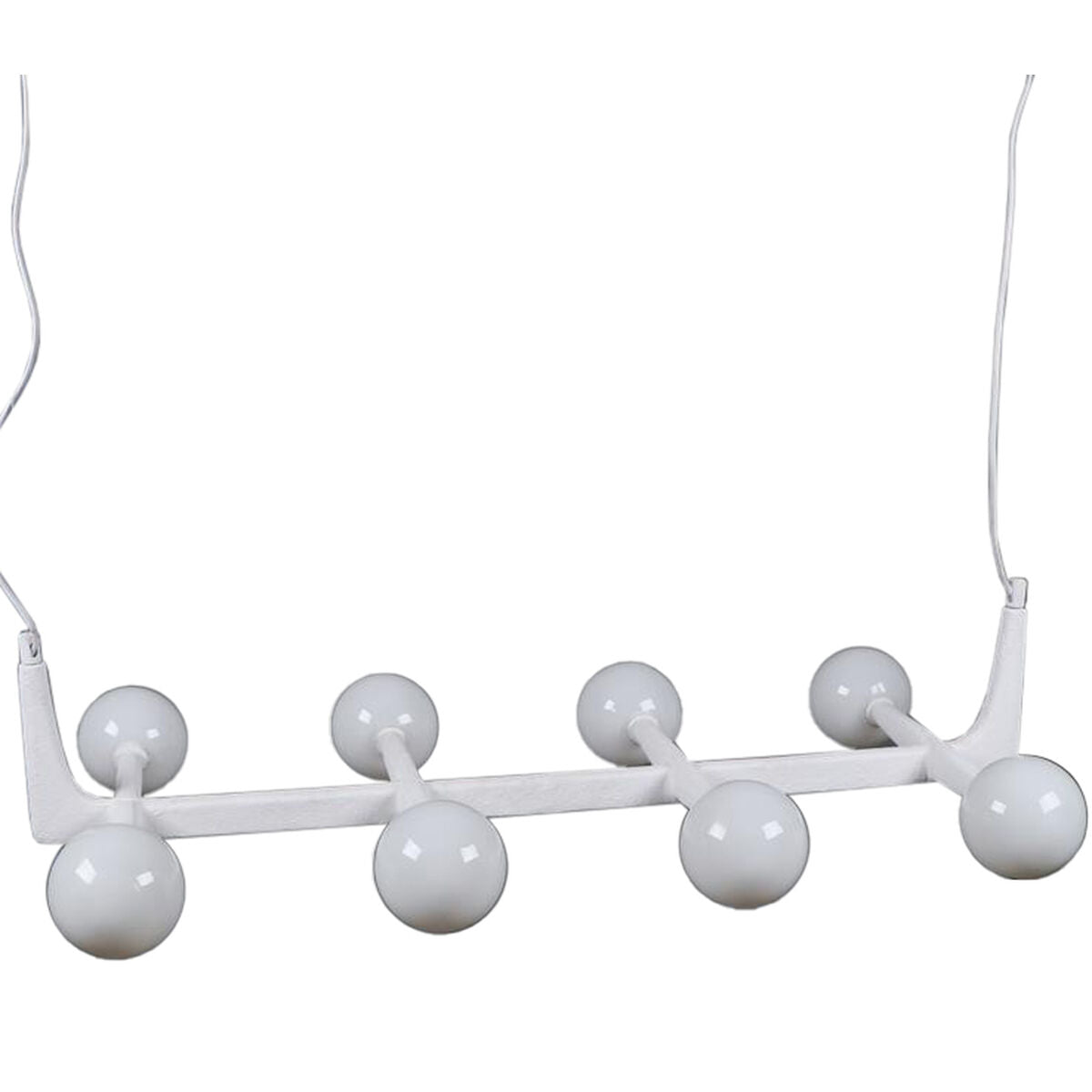 Lámpara de techo de bola, metal blanco y cristal, 110 cm